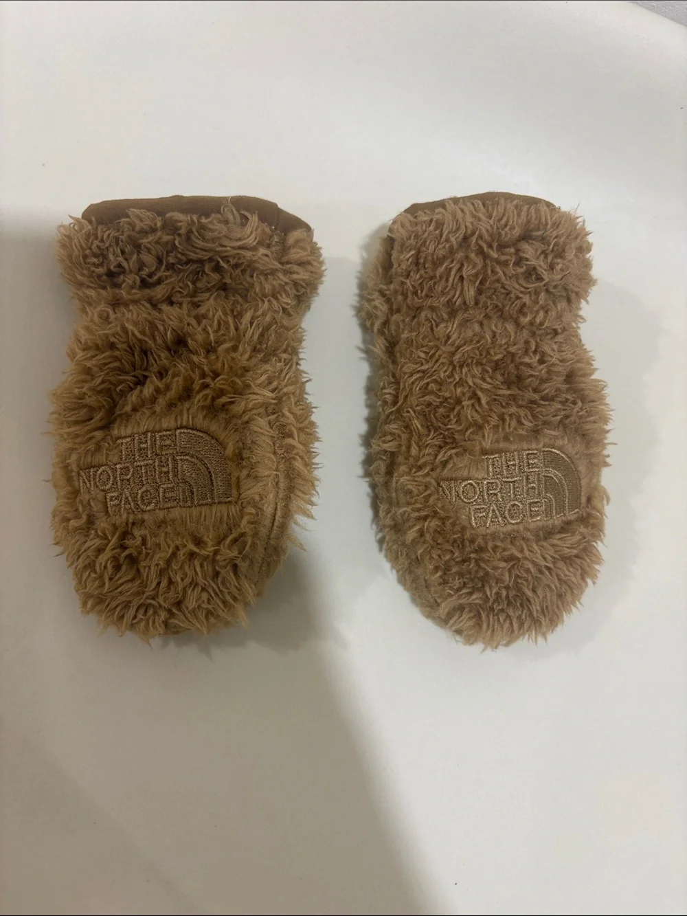 The North Face Kids Fuzzy Mittens in Tan